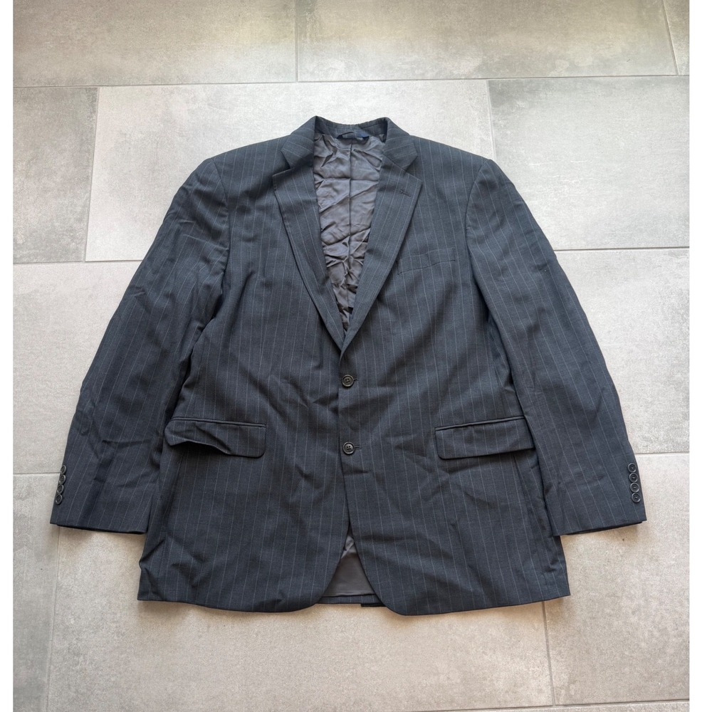 Brooks Brothers 346 Mens 46L Pinstripe Wool Stretch Blazer Charcoal‎ Grey